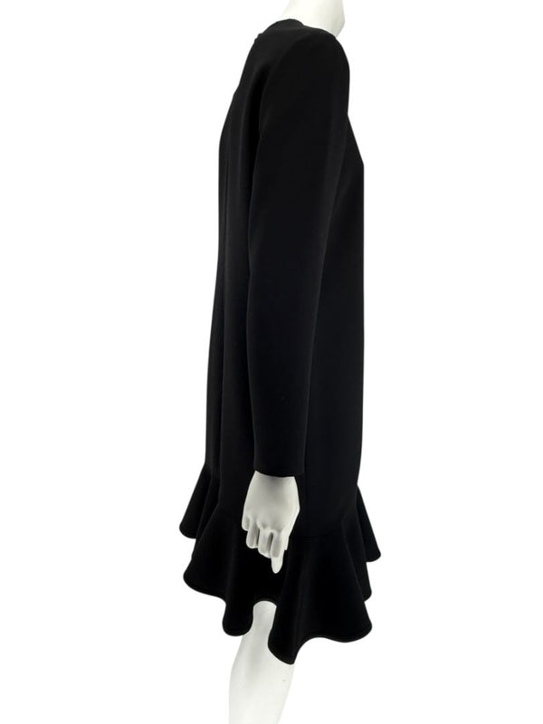 Victoria Victoria Beckham Black Flounce Hem Long Sleeve Dress – Size US 10