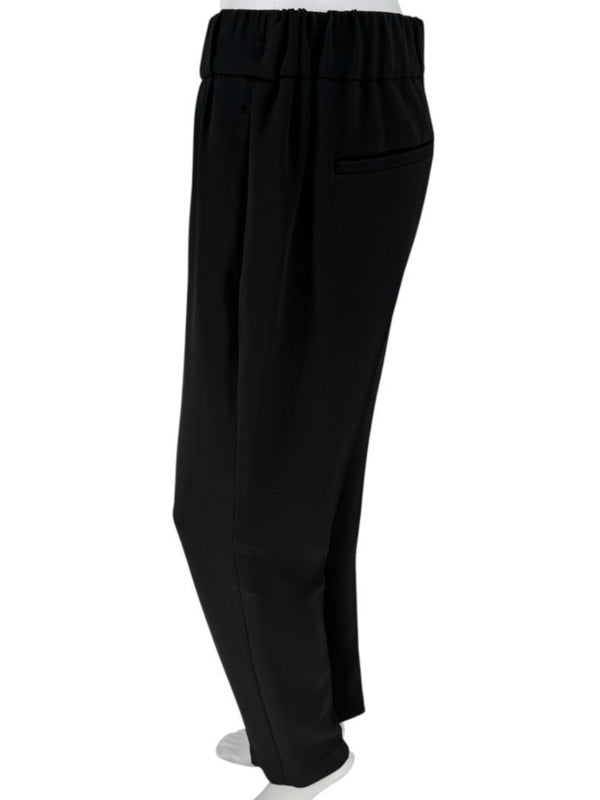 Brunello Cucinelli Black Tapered Pull-On Trousers with Side Pockets – US 8
