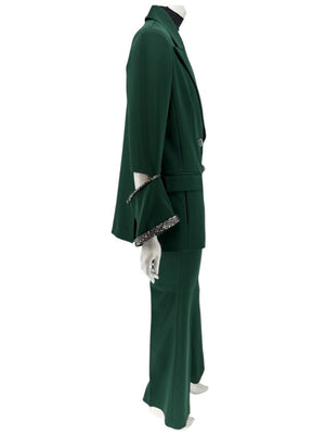 Pamella Roland Green Pantsuit with Embellished Blazer – Large