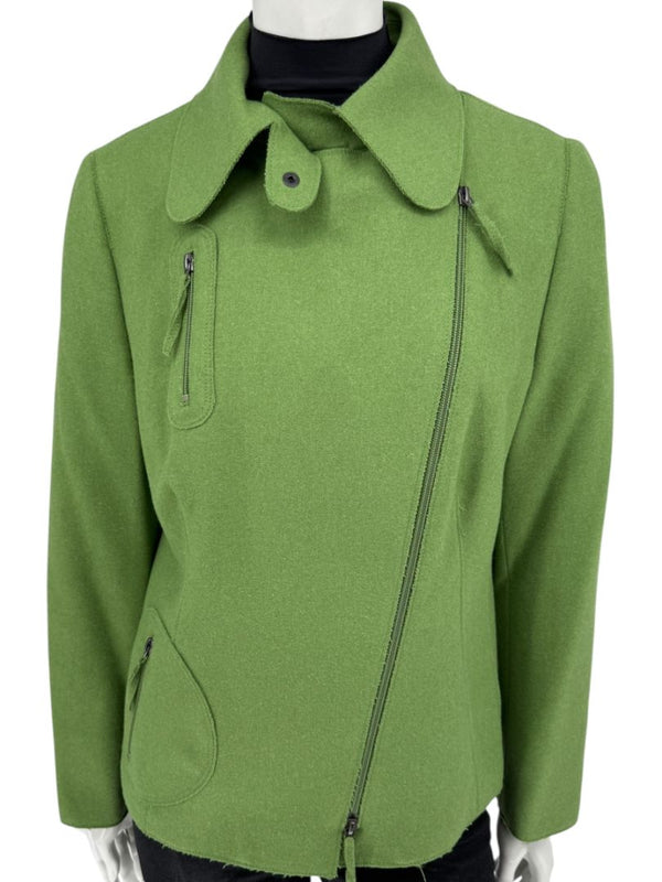 Akris Punto Green Wool-Angora Moto Jacket – Size 12