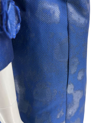 Pamella Roland Blue Textured Floral Embellished Coat – Large