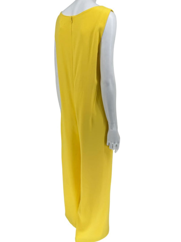 Pamella Roland Yellow Draped Overlay Jumpsuit – Large
