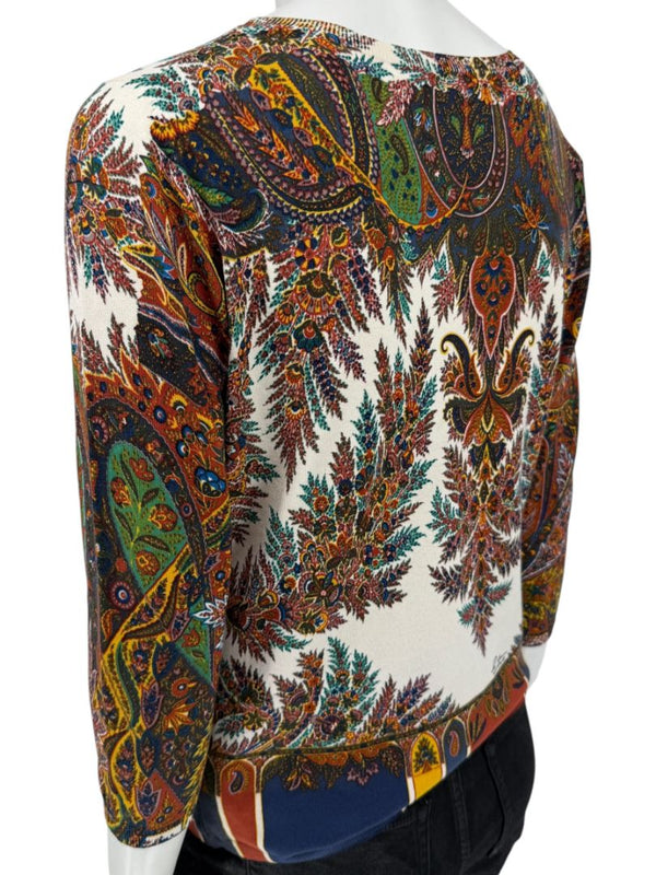 Etro Milano Multicolor Paisley Silk Knit Top – Size 46 (IT)