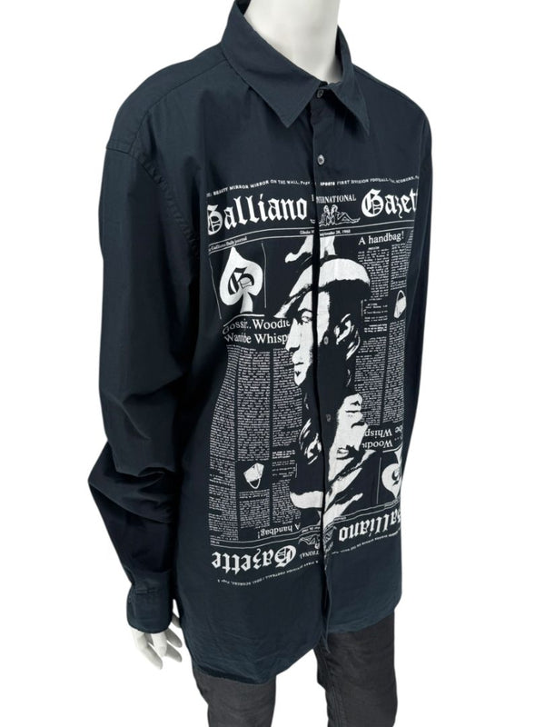 John Galliano Gazette Oversized Graphic Cotton Shirt – Size 54 (Men's)