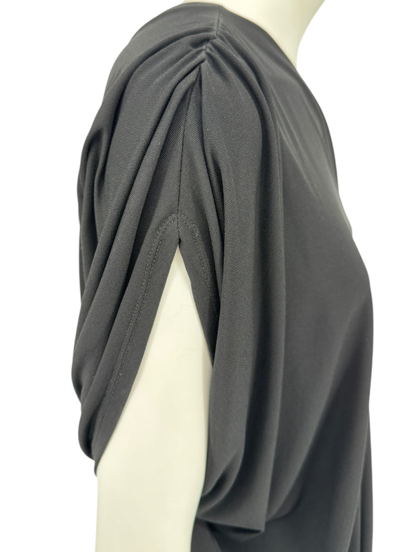 Lida Baday Black One-Shoulder Draped Top – Size XS