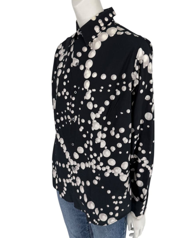 Craig Taylor Black & White Abstract Bubble-Print Long-Sleeve Shirt – Size XL