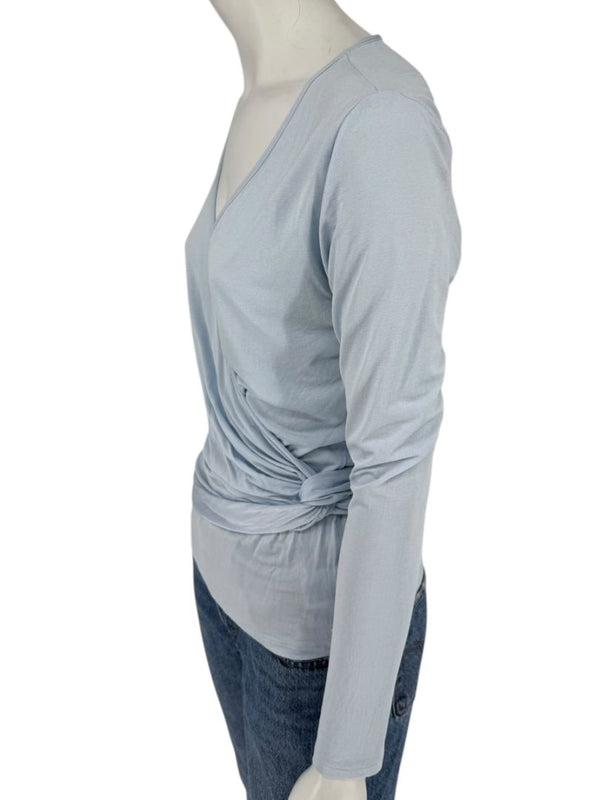 René Lezard Light Blue Draped Wrap Long Sleeve Top – Large  Made in Germany