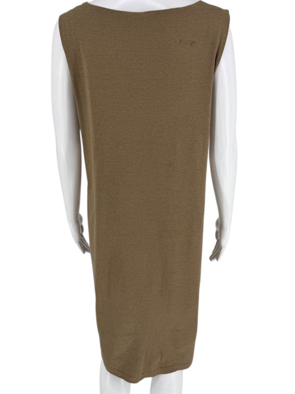 Piazza Sempione Taupe Sleeveless Knit Shift Dress – Size IT 46 (Made in Italy)