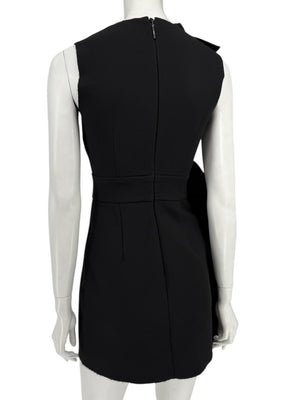 MSGM Women’s Black Sleeveless Ruffle-Trim Mini Dress – Size 38