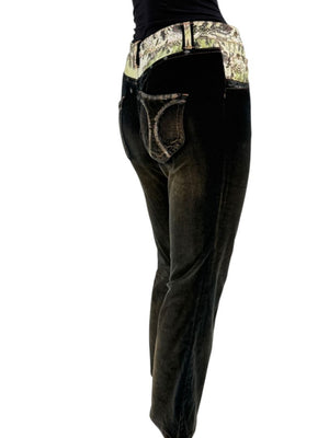 Custo Barcelona Women’s Black Corduroy Western-Inspired Denim-Style Pants – Size 4