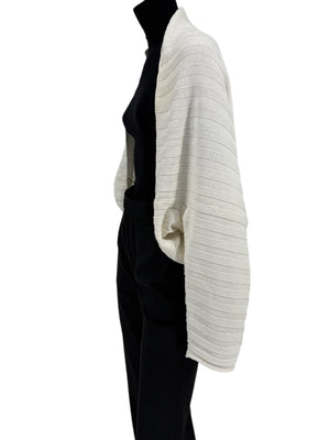 Shirin Guild Ivory Ribbed Knit Shrug