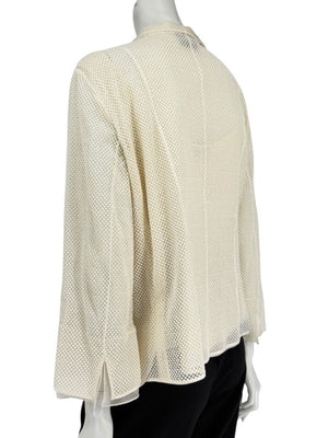 Akris Ivory Tank Camisole & Mesh Jacket Twin Set – Size US 16 (F 48 / D 46)