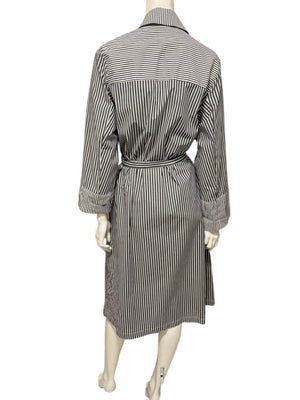 Jennifer Torosian Black & White Striped Belted Duster Jacket – Size S