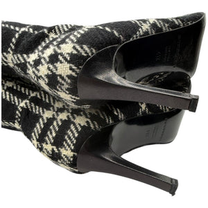 Burberry Plaid Wool Pointed Toe Knee-High Boots – Size 41.5