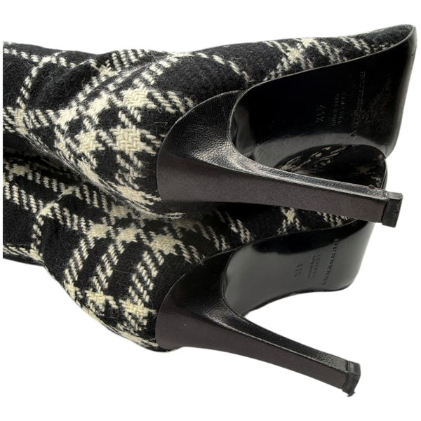 Burberry Plaid Wool Pointed Toe Knee-High Boots – Size 41.5