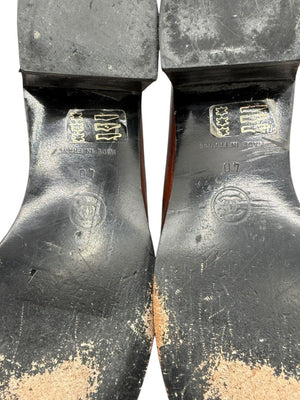 Chanel Brown Leather Square Toe Buckle Loafers – Size 40