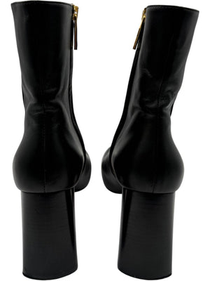 Sportmax Black Leather Square Toe Boots – Size 38.5