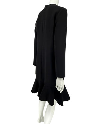 Victoria Victoria Beckham Black Flounce Hem Long Sleeve Dress – Size US 10