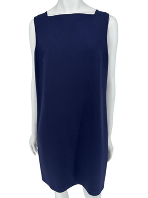 Oscar de la Renta Navy Sleeveless Dress with Tie Waist - Size 8