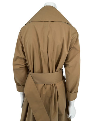 Oscar de la Renta Sand Trench Coat with Black Palm Print – Size 6