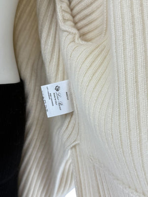 Loro Piana Beige Baby Cashmere Ribbed Open Cardigan – Size S