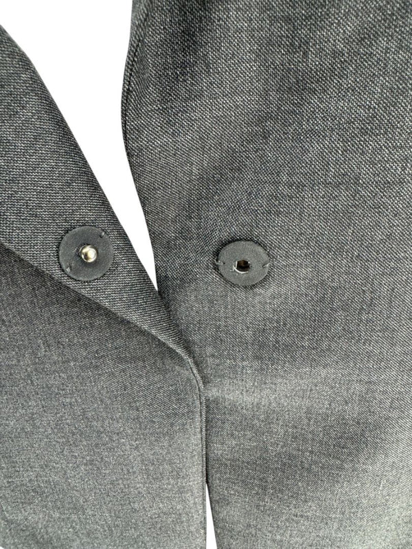 Brunello Cucinelli Charcoal Gray Virgin Wool Cropped Blazer with Monili Trim – Size IT 44