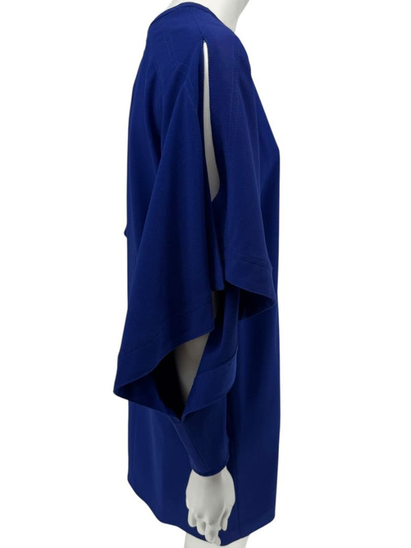 Pamella Roland Cobalt Blue Cape Sleeve Shift Dress – Large
