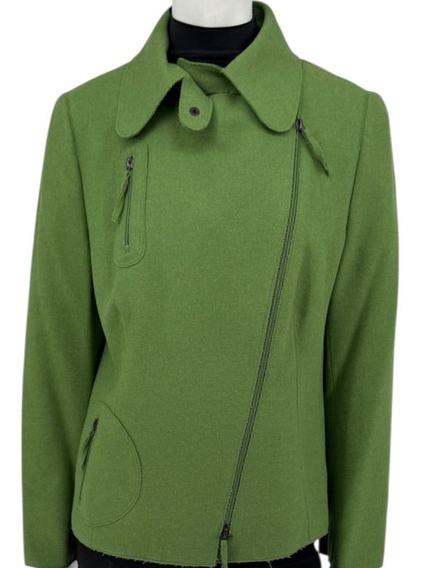 Akris Punto Green Wool-Angora Moto Jacket – Size 12