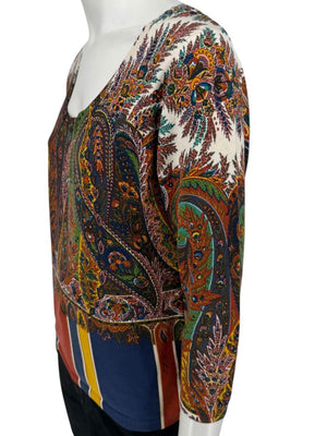 Etro Milano Multicolor Paisley Silk Knit Top – Size 46 (IT)