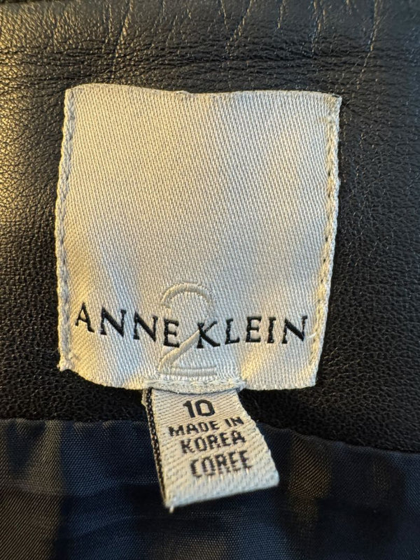Anne Klein Black Leather Skirt – Size 10