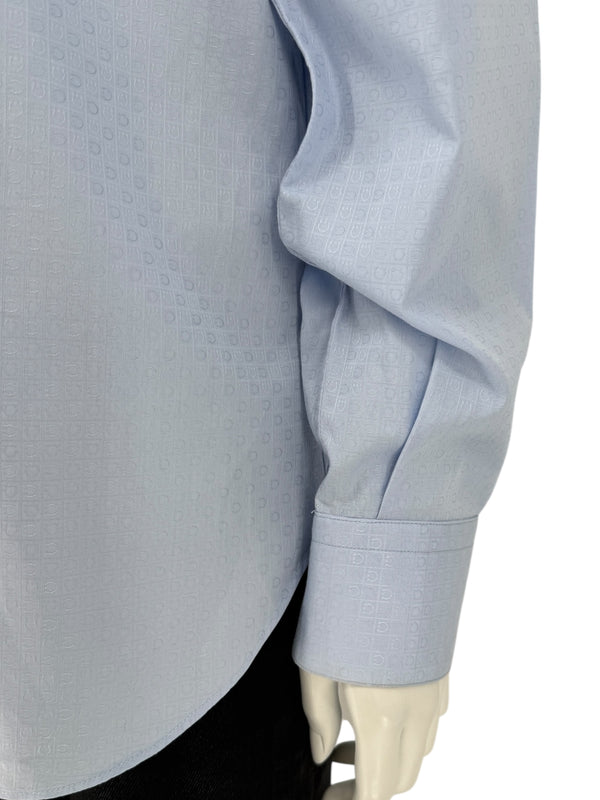 Salvatore Ferragamo Light Blue Patterned Dress Shirt – Size M (Men's)