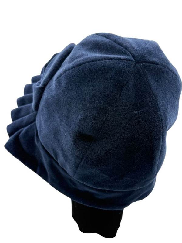 Eugenia Kim Blue Velvet Rosette Cloche-Style Hat