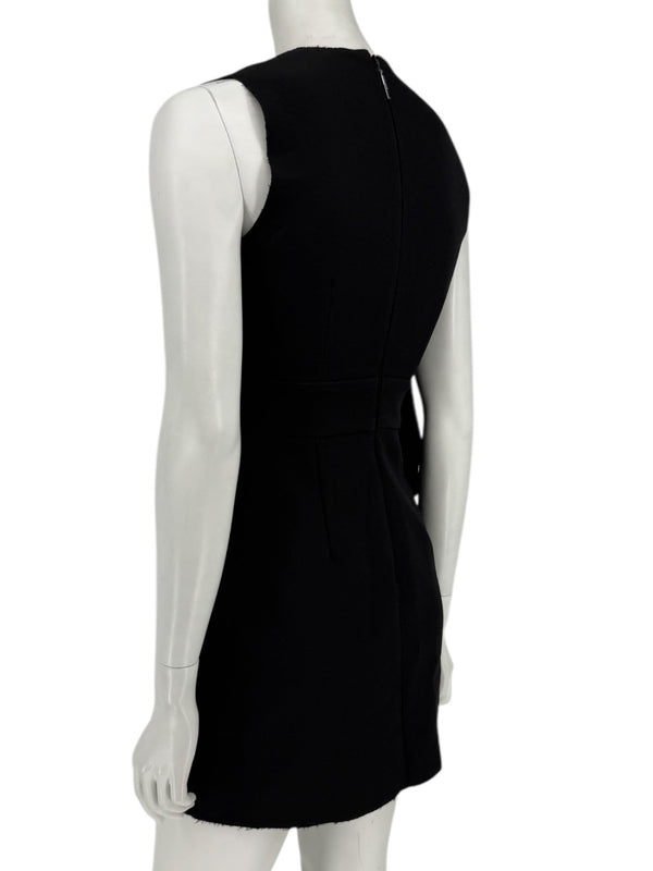 MSGM Women’s Black Sleeveless Ruffle-Trim Mini Dress – Size 38