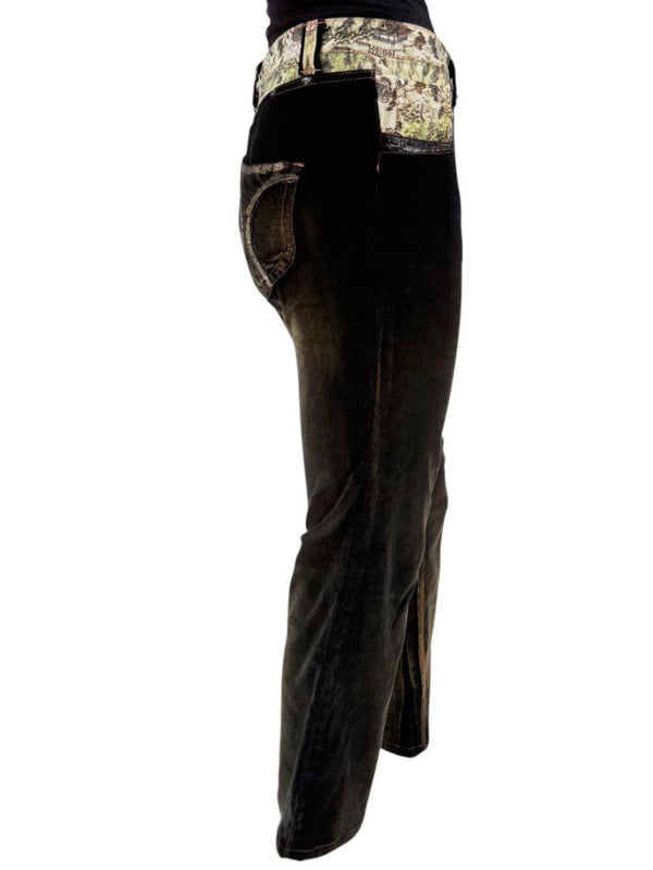 Custo Barcelona Women’s Black Corduroy Western-Inspired Denim-Style Pants – Size 4