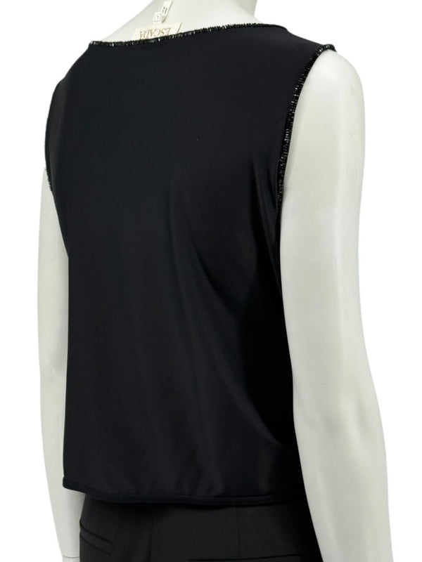 Escada Black Beaded Mesh Sleeveless Top – Size L