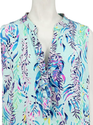 Lilly Pulitzer Aqua Multicolor Sleeveless Printed Shift Dress – Size XL