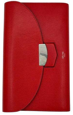Celine Grained Calfskin Trotteur Clutch in Red