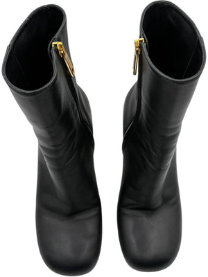 Sportmax Black Leather Square Toe Boots – Size 38.5