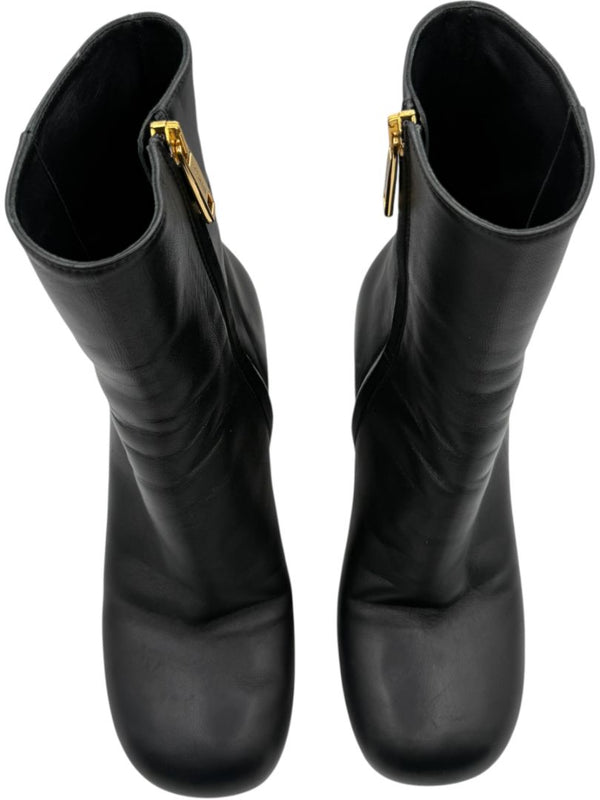 Sportmax Black Leather Square Toe Boots – Size 38.5