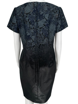 Pamella Roland Black/Blue Ombre 2 Piece Dress & Coat Set – Large