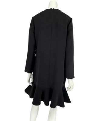 Victoria Victoria Beckham Black Flounce Hem Long Sleeve Dress – Size US 10