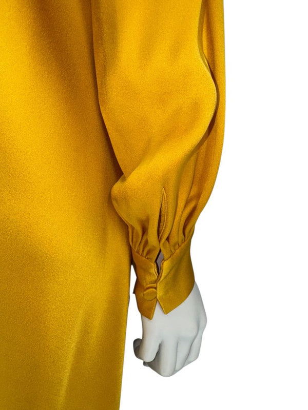 Oscar de la Renta Golden Silk Scarf-Neck Blouse – Size 4