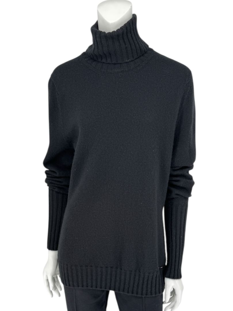 Kiton Black Cashmere Turtleneck Sweater – Size 46
