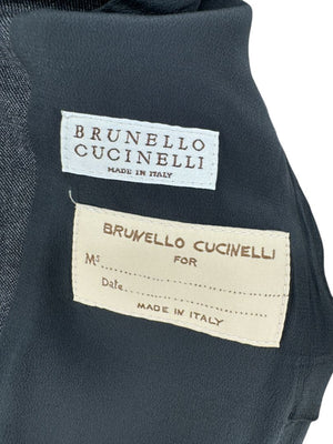 Brunello Cucinelli Charcoal Gray Virgin Wool Cropped Blazer with Monili Trim – Size IT 44