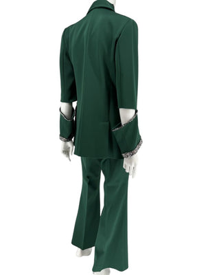 Pamella Roland Green Pantsuit with Embellished Blazer – Large