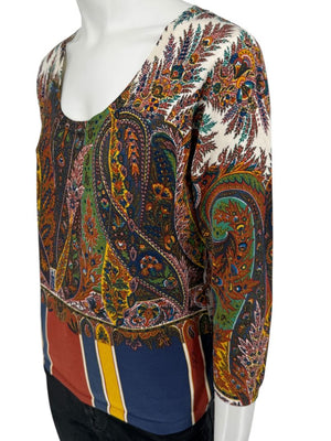 Etro Milano Multicolor Paisley Silk Knit Top – Size 46 (IT)