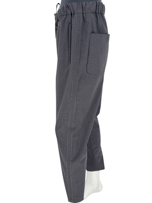 Brunello Cucinelli Charcoal Gray Wool-Blend Drawstring Pants – Size 8 (IT 44)