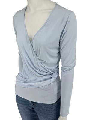 René Lezard Light Blue Draped Wrap Long Sleeve Top – Large  Made in Germany