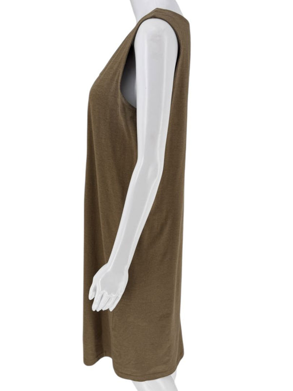 Piazza Sempione Taupe Sleeveless Knit Shift Dress – Size IT 46 (Made in Italy)