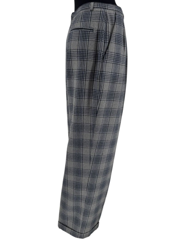 Oscar de la Renta Gray Plaid Wool Trousers – Size 14